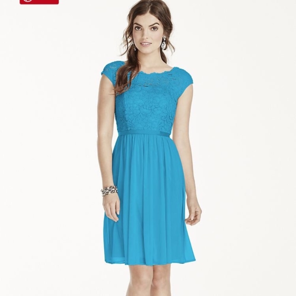 David's Bridal lace and mesh bridesmaid - Malibu